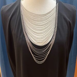 Saint Laurent Elegant Silver Layered chains top